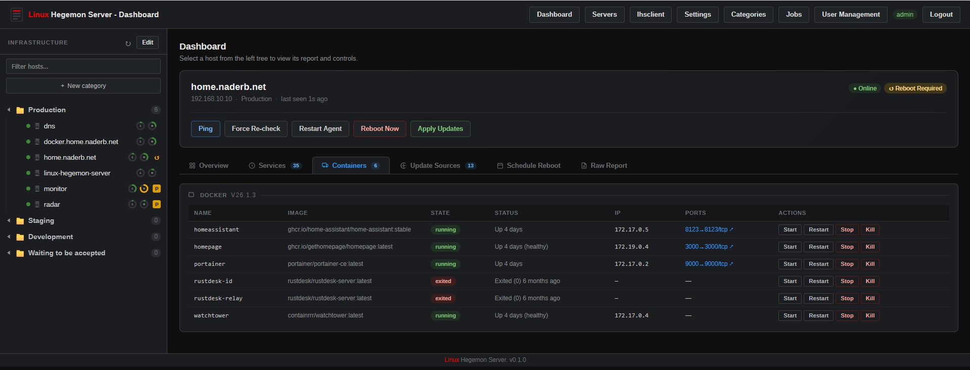 Linux Hegemon Server screenshot