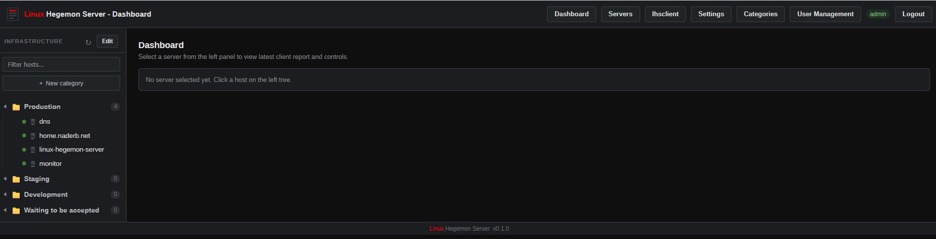 Linux Hegemon Server screenshot
