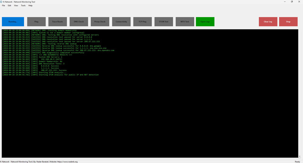 K-Network Diagnostics screenshot